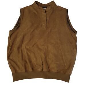 Zero Restriction Brown Golf Vest Micro Suede Quarter Snap Pullover Women Size L